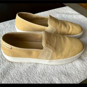 Woman's Cole Haan Shoes Tan/White Platform Sneakers Slip-On Grand OS Size 11